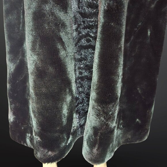 Vintage 90s Y2K Black Full Length Faux Fur Coat Size M Plush Velvety Glam Winter - Picture 7 of 13